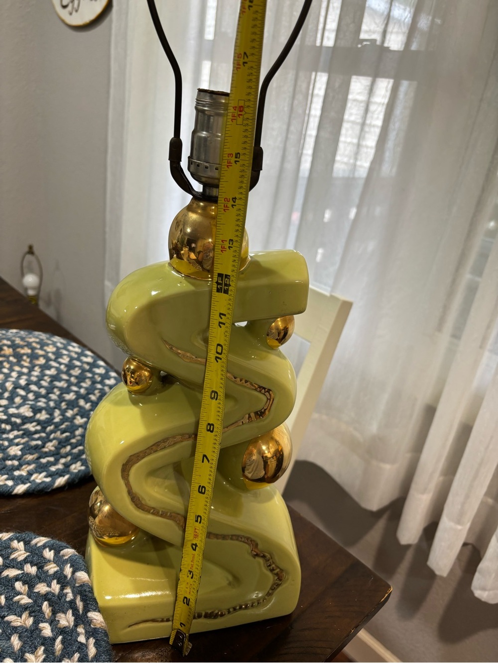Stunning Art Deco Vintage Retro Ceramic Lamp Base in Chartreuse - Picture 15 of 16
